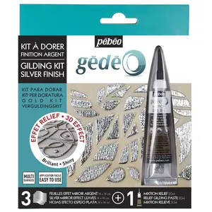 PÉBÉO Kit à dorer - Finition argent - 3 feuilles miroir - Mixtion 20 ml - Aluminium - Décoratif pas cher