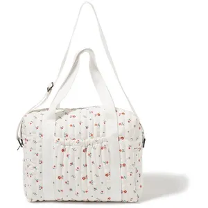 MAÏKA Sac à langer Field Flowers écru imprimé fleuris porté main ou épaule pas cher