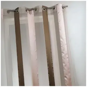 Voilage à rayures verticales HOME MAISON Bois de Rose - 140x260cm - Argenté - Synthétique pas cher