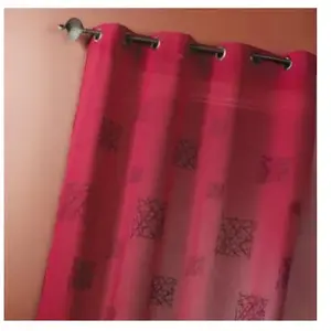 Voilage Etamine Brodée Bordeaux 140x240 cm pas cher