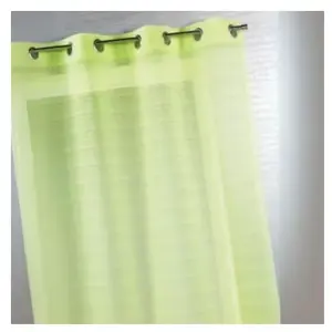 Voilage fantaisie à fines rayures - HOME MAISON - Anis - Prêt-à-poser - Synthétique - Intérieur pas cher