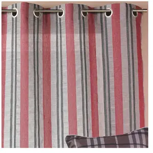 Voilage en étamine rayée verticale Rouge 140x240 cm pas cher