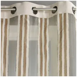 Voilage Rayures verticales Beige 140 x 260cm pas cher