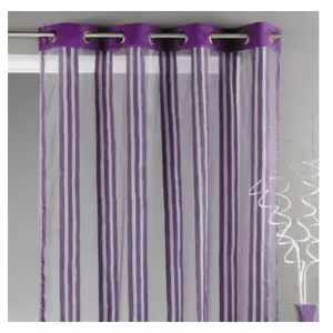 Voilage Rayures verticales Prune 140 x 260cm pas cher