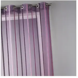 Voilage coloré rayures ton sur ton Prune 140x260 cm pas cher