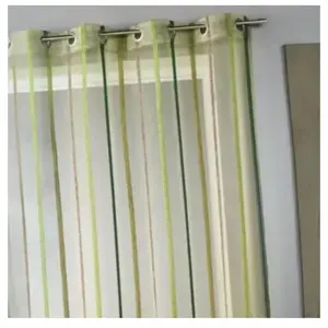 Homemaison Voilage Fantaisie À Rayures Verticales Vert Tilleul 140x260 Cm pas cher