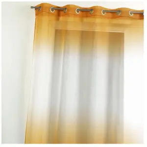 Voilage Etamine imprimé - Jaune - H 140 x L 240 cm pas cher