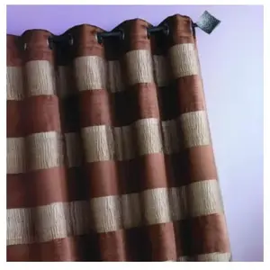 Rideau - HOME MAISON - grosses rayures horizontales - Taupe - 140x260cm pas cher