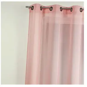 Homemaison Voilage En Étamine Uni Avec Rayures Ton Sur Ton Rose Boudoir 145x260 Cm pas cher