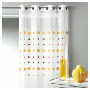 Voilage jacquard imprimé hexagonal Miel - HOME MAISON - 140x240 cm - illets - Intérieur pas cher