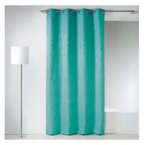 Homemaison Rideau En Jacquard Fantaisie Bleu Azur 135x260 Cm pas cher