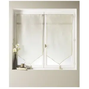 HOME MAISON Paire de voilage à parement haut en macramé coeur Ivoire 60 x 120  cm pas cher