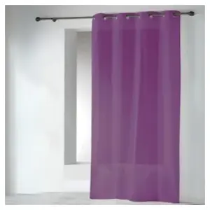 HOME MAISON Voilages en Etamine Unie à Oeillets Prune 140x240 cm pas cher