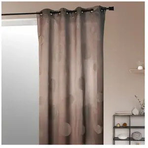 HomeMaison HM69851150 Rideau en Shantung Brodé Ronds Mêlés Taupe pas cher