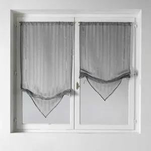 HOME MAISON Store Voilage Fantaisie en Etamine à Pointes Gris 60 x 130 cm pas cher