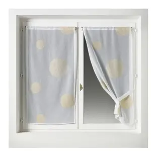 HOME MAISON Vitrage - Brodé - Ronds - Blanc / Doré - 60 x 160 cm - Passe-tringle pas cher