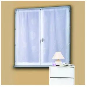 Voilage - HOME MAISON - Paire de vitrage en étamine - Motif argent - 45 x 120 cm - 100% polyester pas cher