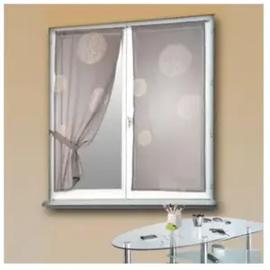 HomeMaison HM698127506245 Vitrage Brodé Ronds Mêlés tamine Taupe 45 x 130 cm pas cher