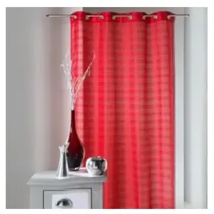 Voilage fantaisie à rayures horizontales Joyeux Rouge Orangé 140x240 cm pas cher