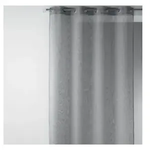 Voilage en étamine uni avec fils lurex - HOME MAISON - Gris - 140 x 240 cm -  illets pas cher