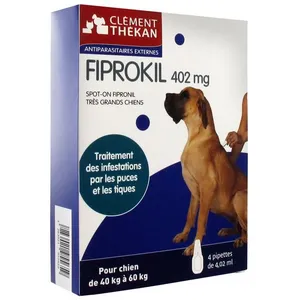 Clement Thekan Anti-Puces Anti-Tiques Chien 40-60kg 4 Pipettes pas cher