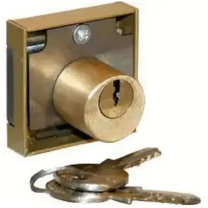 Serrure en applique 3 goupilles 40x40mm cylindre diamètre 22mm gauche - DEVISMES - 12154G-bronze pas cher