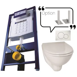 Geberit Bâti-support en applique + cuvette WC courte + abattant et plaque de c... pas cher