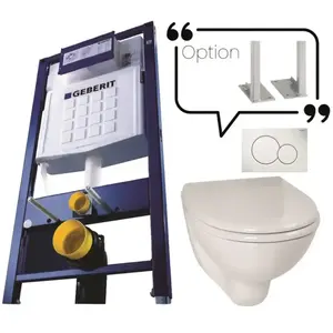 Geberit Bâti-support autoportant + cuvette WC courte + abattant et plaque de c... pas cher