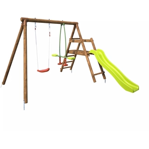 Balançoire - SOULET - Menthe - en bois traité 2 agrès et tobogganVendu parbol