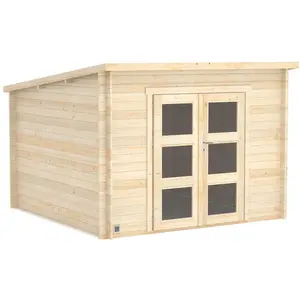 Abri de jardin en bois Forest Style 7,4 m² - Juno modern - Avec fenêtre - Toit plat - Bois massif - 28 mm