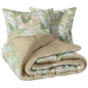 Parure imprimée June vert 240x220cm Atmosphera Créateur D'intérieur pas cher