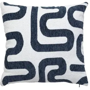 Coussin jacquard Safina bleu égéen 40x40cm Atmosphera Créateur D'intérieurVendu parcdiscount