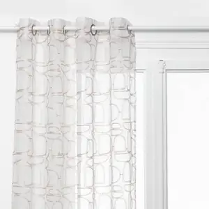 Voilage broderie Hania beige 140x240cm Atmosphera Créateur D'intérieur pas cher