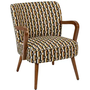 Fauteuil Chiara beige et noir - Atmosphera createur d'interieur - NoirVendu parcdiscount