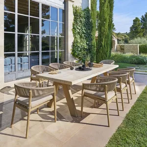 Hespéride - Table de jardin bistro ronde en aluminium effet bois 2 pla... pas cher