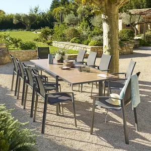 Comparateur de prix : HESPERIDE Table de jardin extensible coulissante "Évasion" effet bois honey & graphite 10 places lates en aluminium - Hespéride - Unique