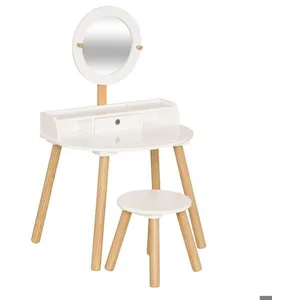 Atmosphera Kids Kaptafel met spiegel en Krukje - 61x42xH89cm - Wit pas cher