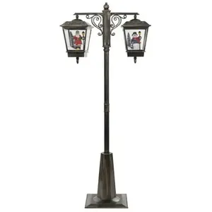 Lanterne double de Noël H188 noir et or lumineuse pas cher