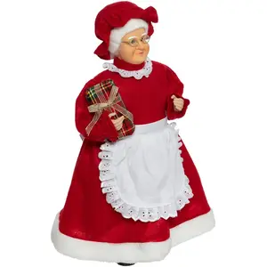 Figurine - Mère Noël - Rouge et Blanc - H 48 cm - Polyester et Polyéthylène pas cher