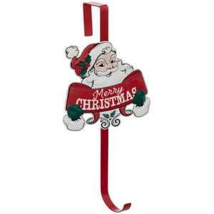 Déco de Noël Accroche Couronne en métal Père Noël H 38.5 cm - Feeric Christmas pas cher