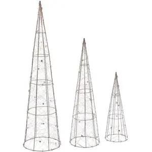 Décoration 3 sapins cônes H80 cm 90 LED à piles - Feeric lights & chri... pas cher