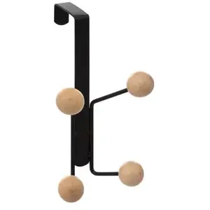 Comparateur de prix : 5FIVE Patère - FIVE - 4 Crochets - Bois de cerisier - Métal noir - Fixation sans outils