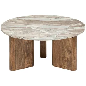 Table basse - marbre et manguier - Marbre beige - Atmosphera createur d'interieur pas cher
