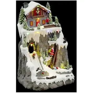 Village de Noël père Noël grimpeur animé 17 LED + transfo Feeric lights & christmas pas cher
