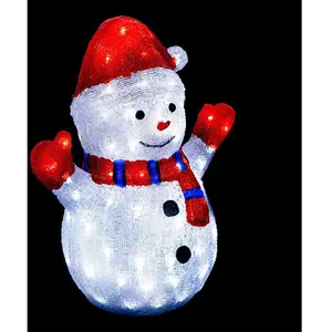 Bonhomme de neige lumineux extérieur H48cm 90 LED à panneau solaire Fe... pas cher