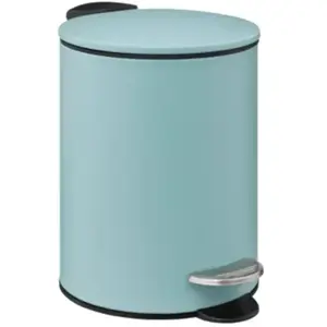 Five - Poubelle de salle de bain en métal Bleu artic Soft Close 3 L