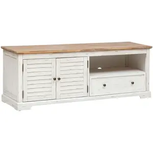 Meuble tv Olbia en métal & acacia 140x40cm blanc Atmosphera Créateur D'intérieur pas cher