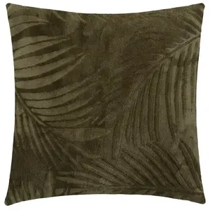 Coussin Zoa en flanelle 40x40cm vert kaki Atmosphera Créateur D'intérieurVendu parcdiscount