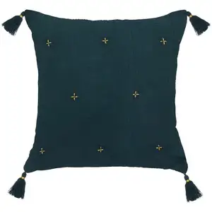 Coussin Jamana 40x40cm bleu pétrole Atmosphera Créateur D'intérieurVendu parcdiscount
