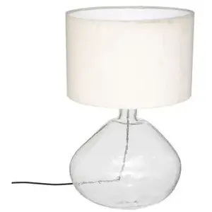 Atmosphera - Lampe à poser en Métal et Verre transparent H 56 cm Blanc pas cher